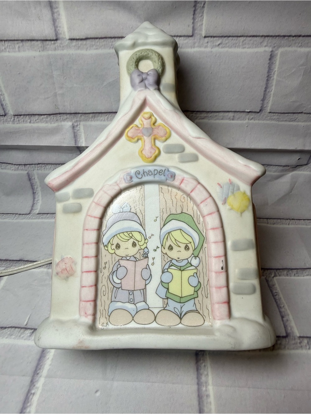 Vintage 1995 Enesco Precious Moments Lighted Chapel Night Light Porcelain